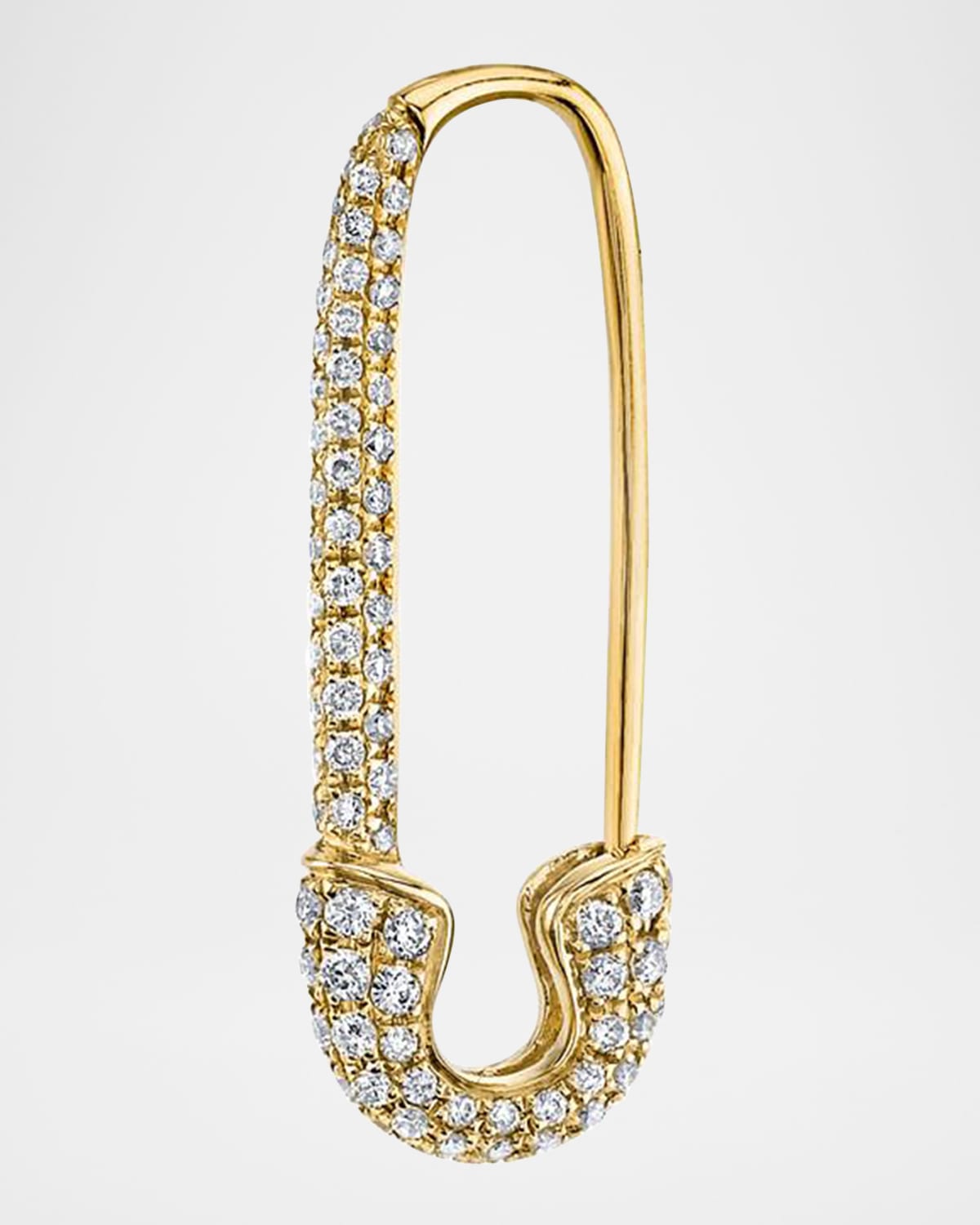 18K Yellow Gold Diamond Safety Pin Earring, Single (Right)