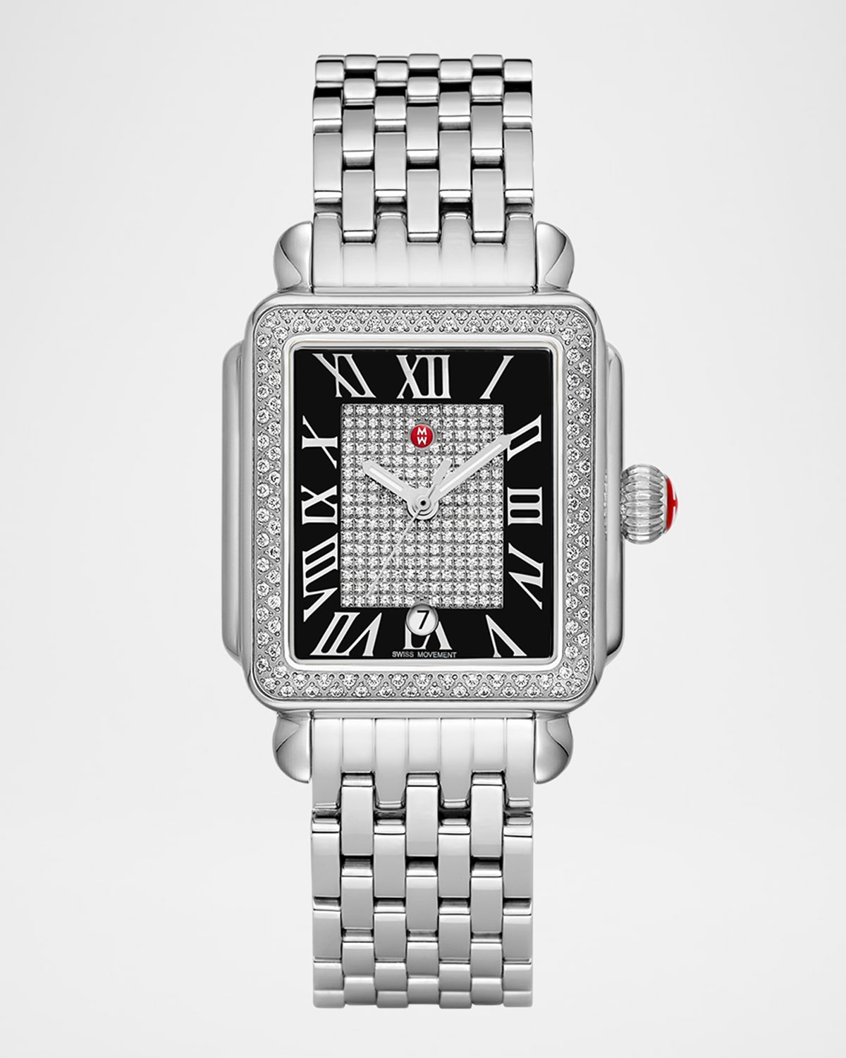 Deco Madison Noir Diamond Dial Silver Bracelet Watch