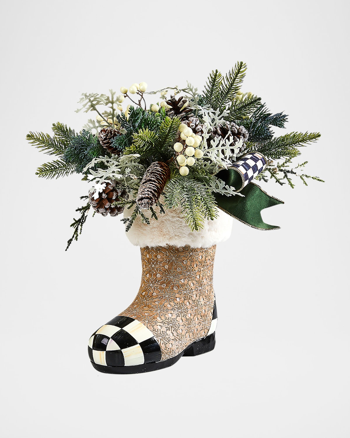 MACKENZIE-CHILDS FARMHOUSE HOLIDAY BOOT ARRANGEMENT 