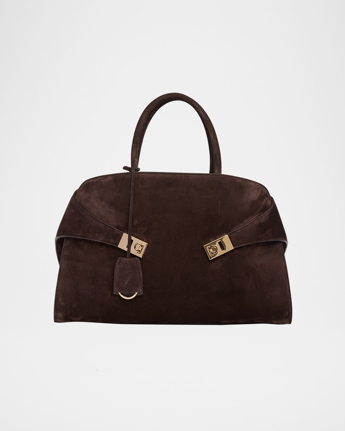 Ferragamo Hug Suede Crossbody Bag In Testa Di Moro