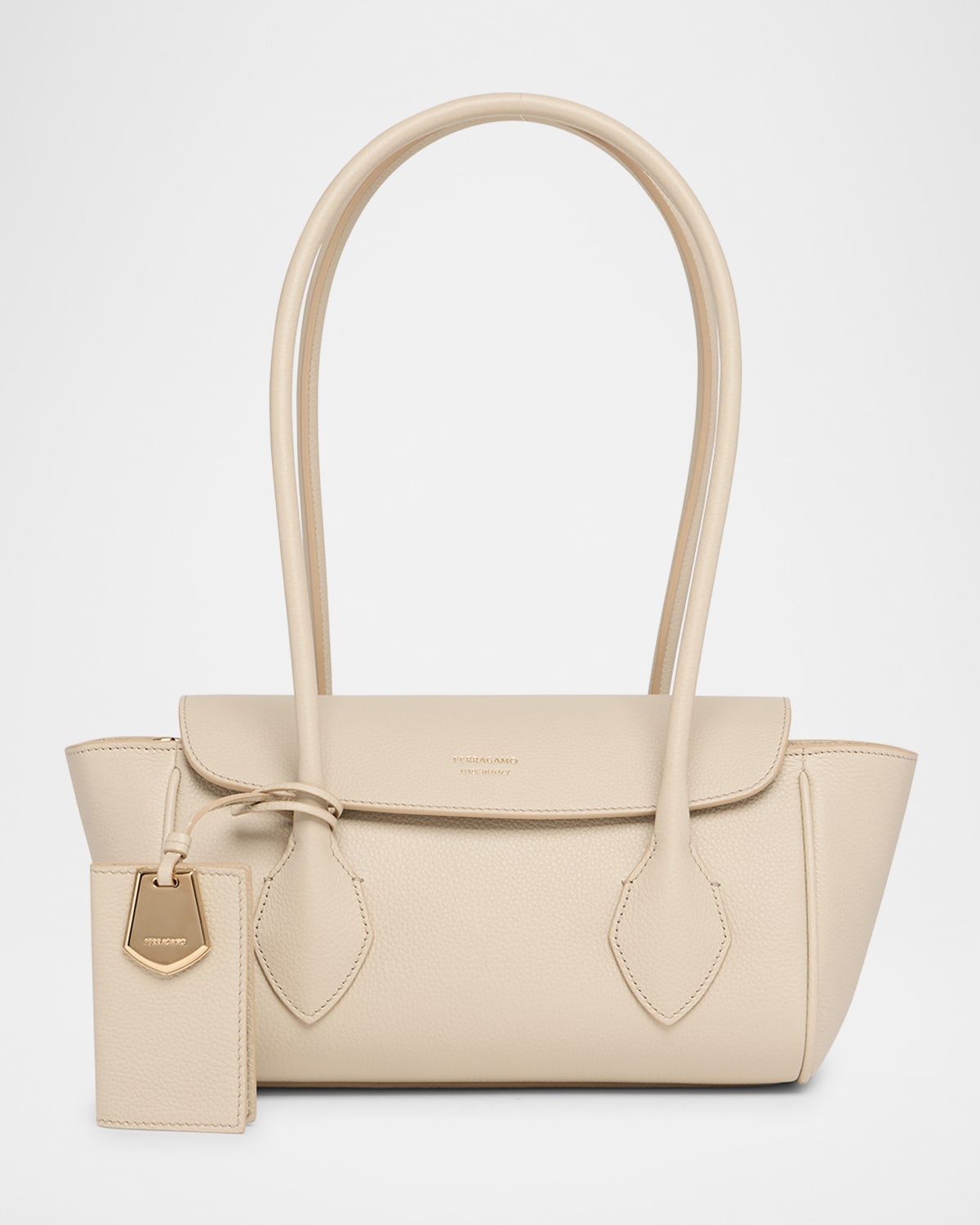 Ferragamo Small Firenze Shoulder Bag In Stone