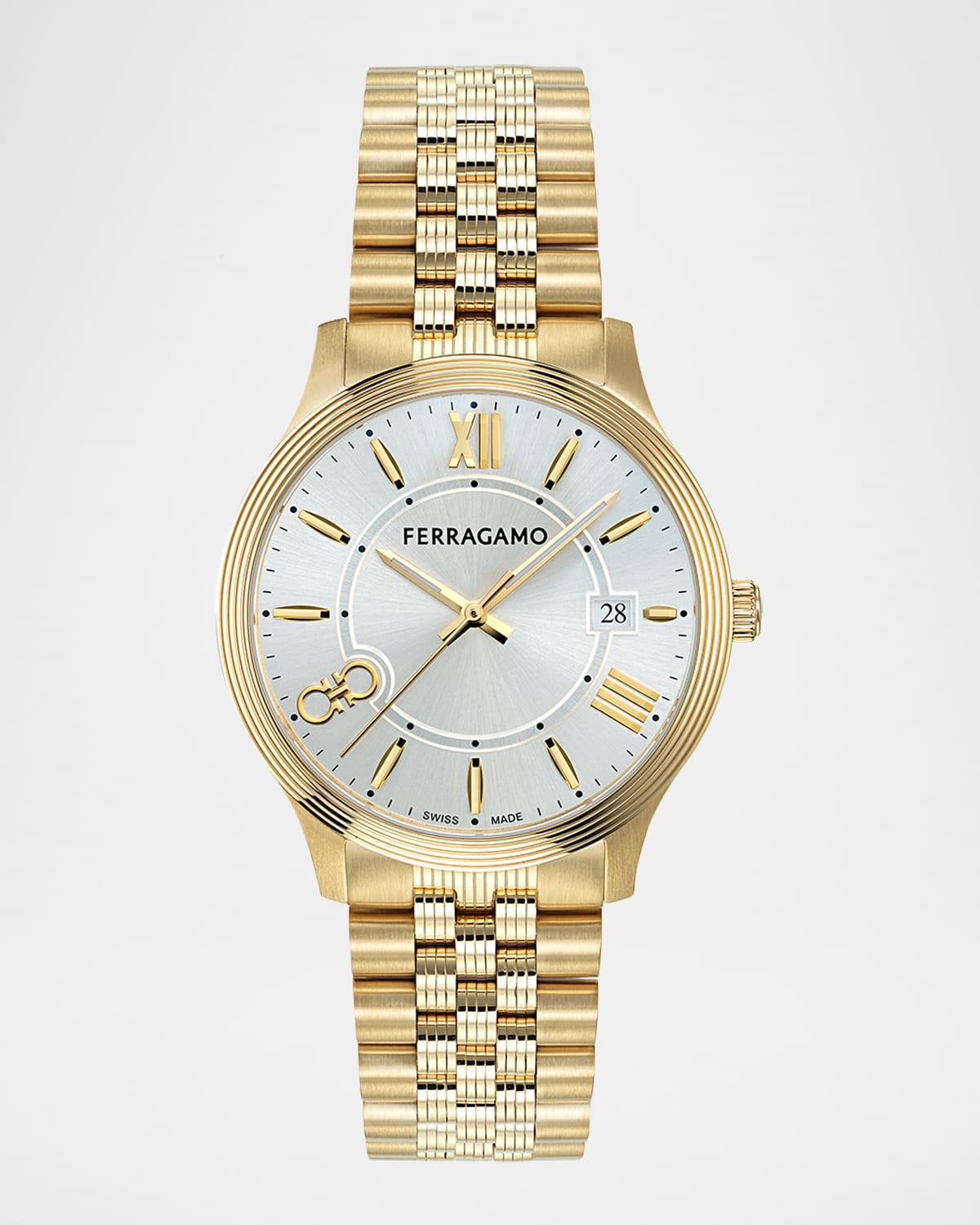 35mm Greca Sphere Watch with Bracelet Strap, Steel/Gold