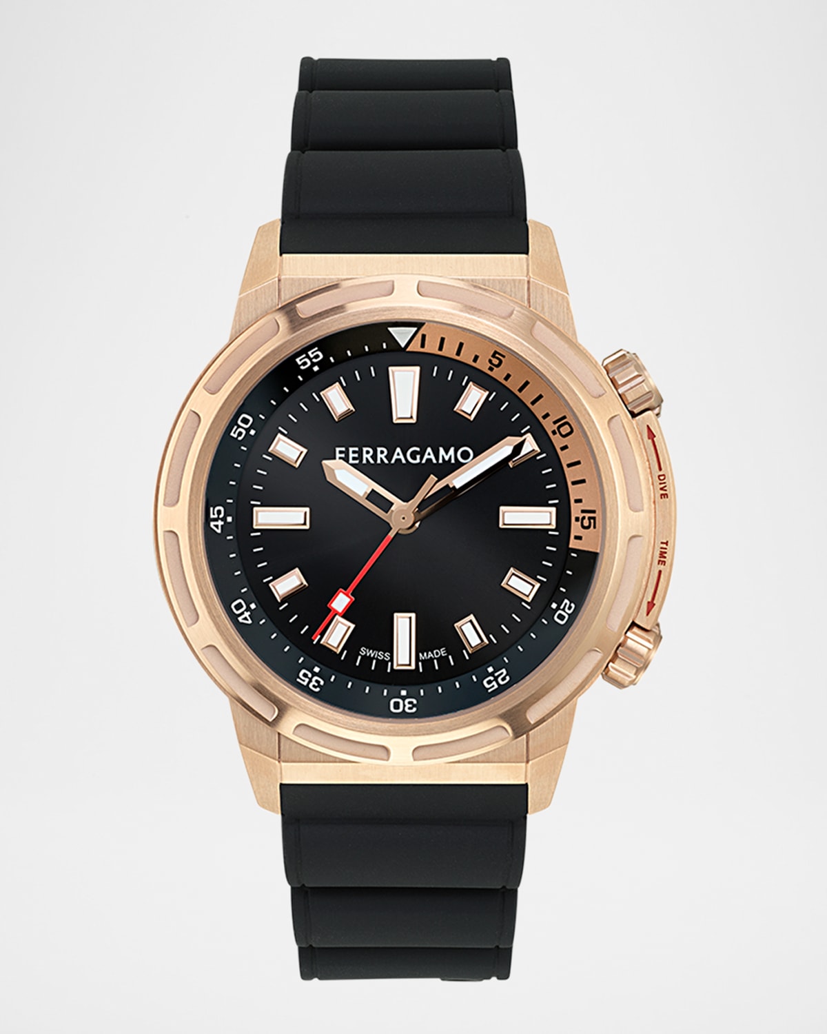 Sport IP Rose Gold PU-Strap Watch, 46mm