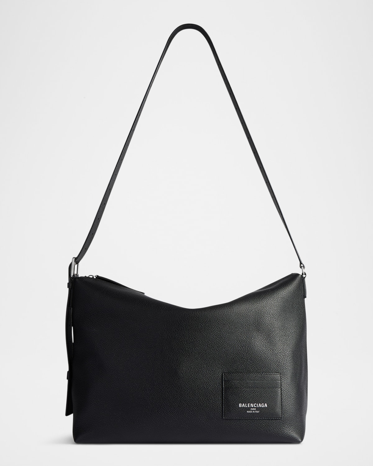 Balenciaga Men's Credit Leather Messenger Bag In 1000 Black
