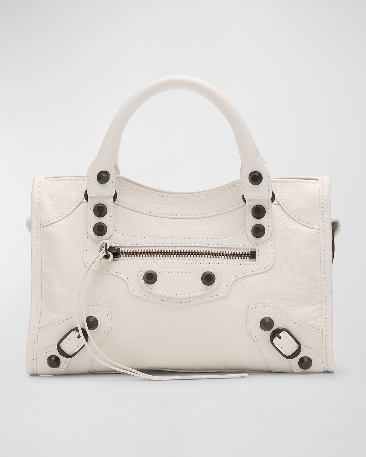 Balenciaga Le City Mini Leather Top-handle Bag In Optic White
