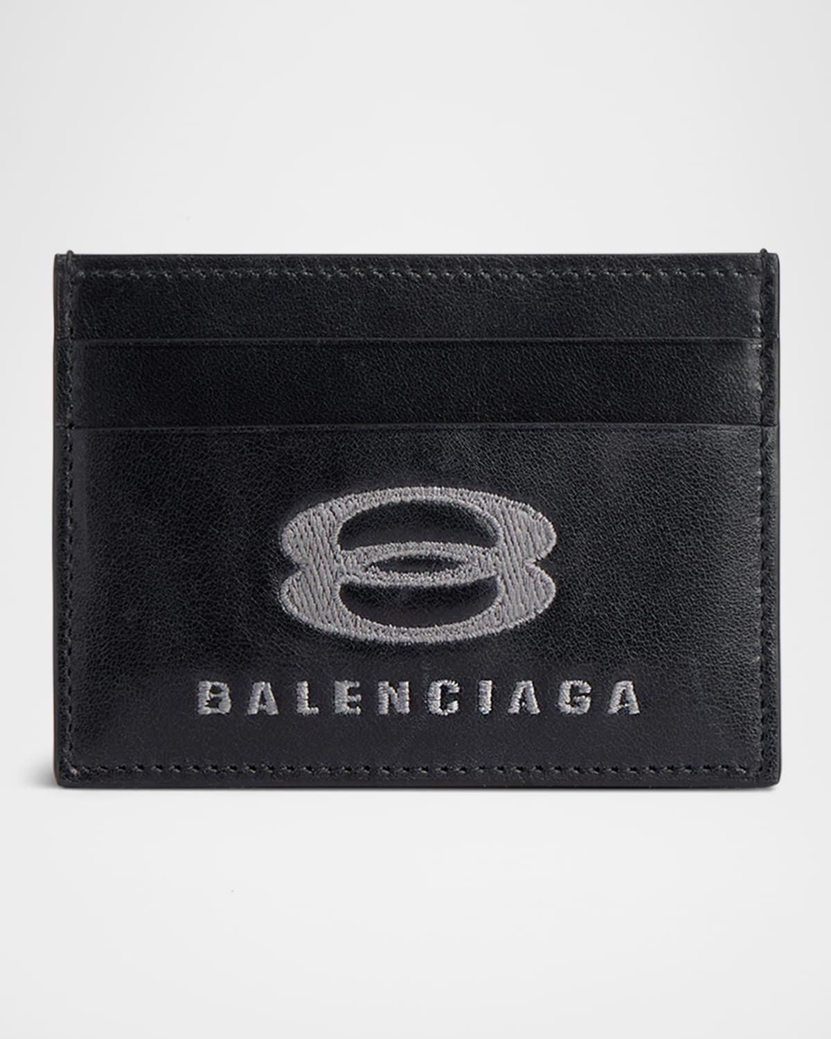 Balenciaga Men's Unity Leather Card Holder In 1000 Black