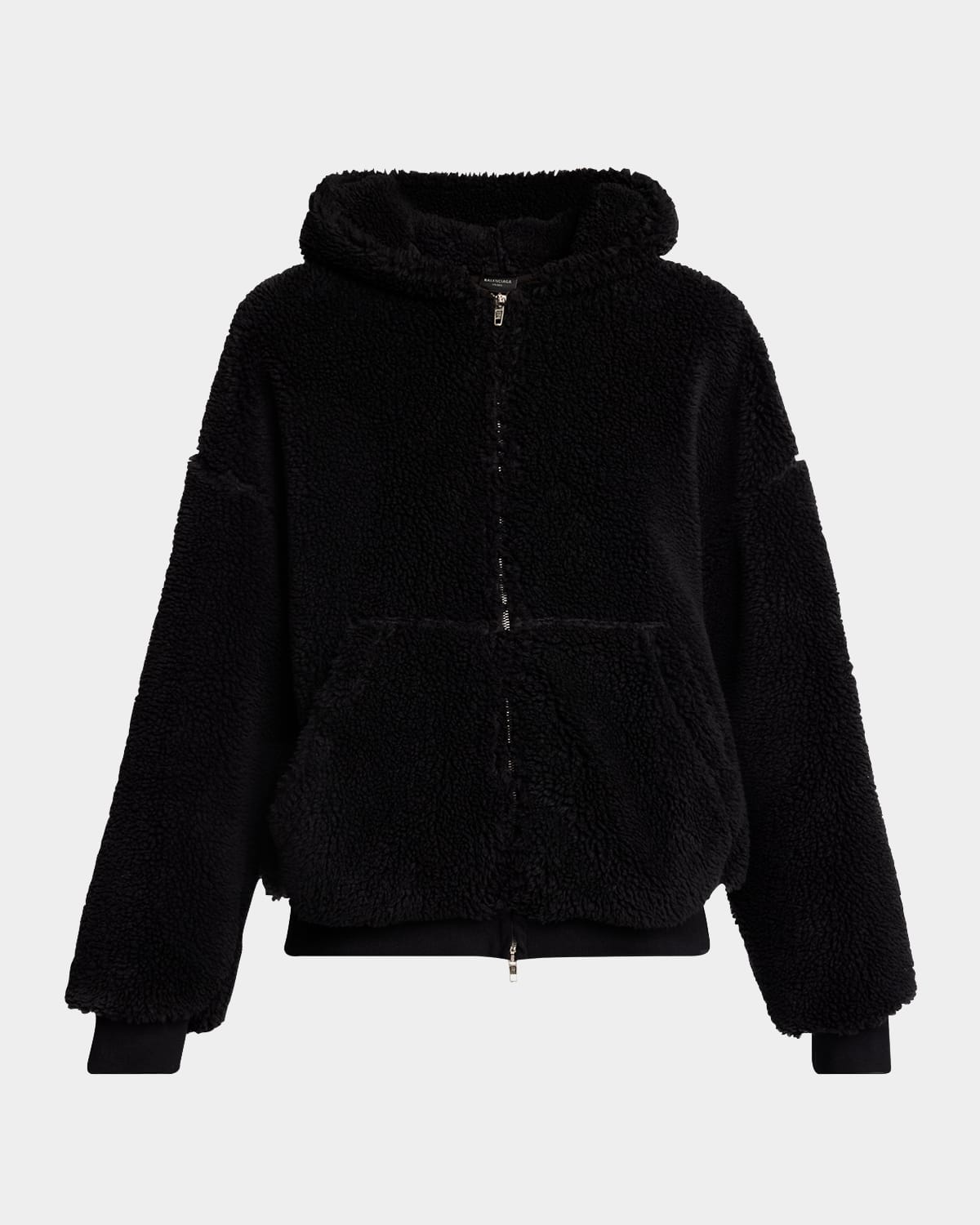 Balenciaga Crystal Embellished Velvet Zip-up Hoodie In 1000 Black