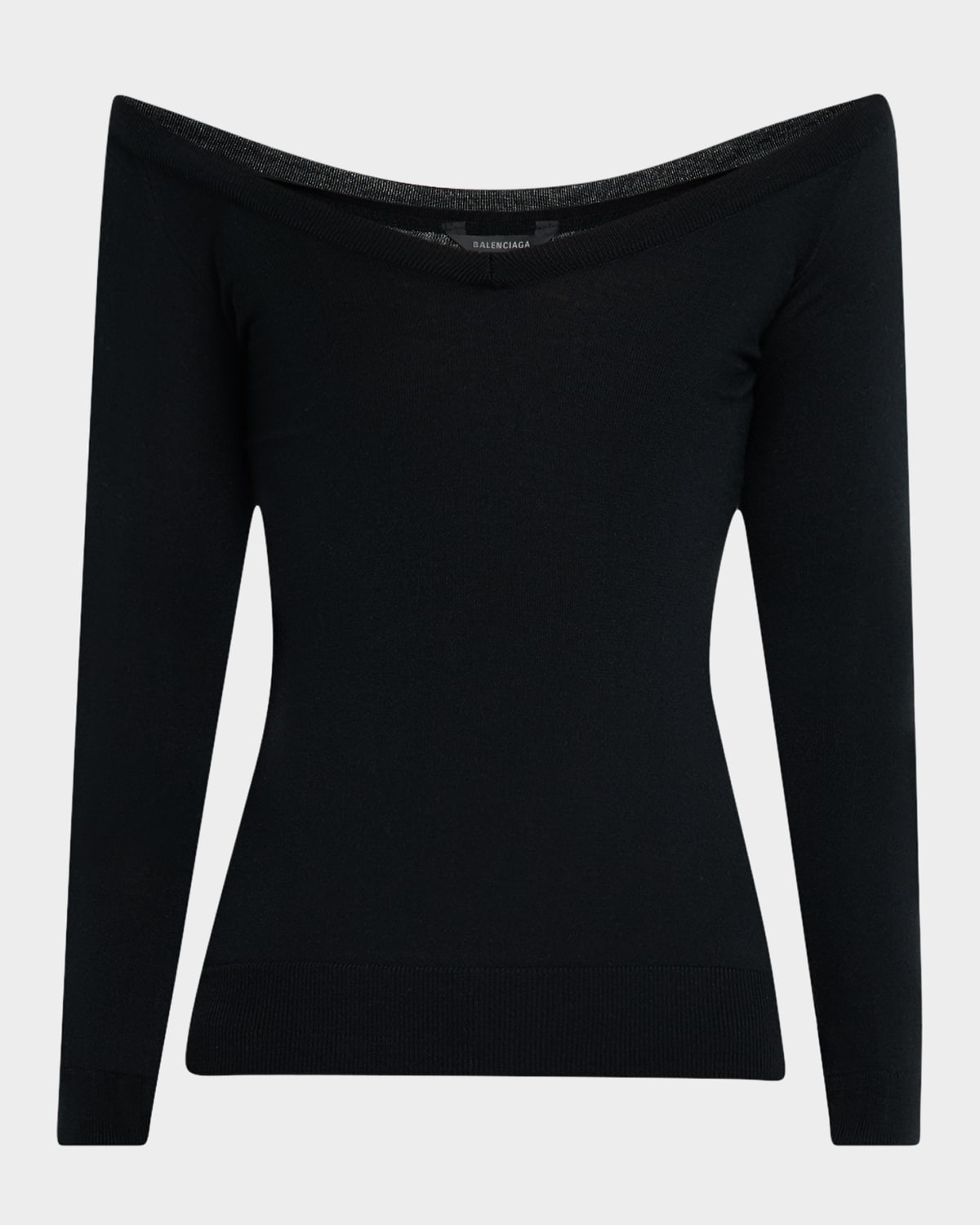 Off Shoulder V Neck Sweater