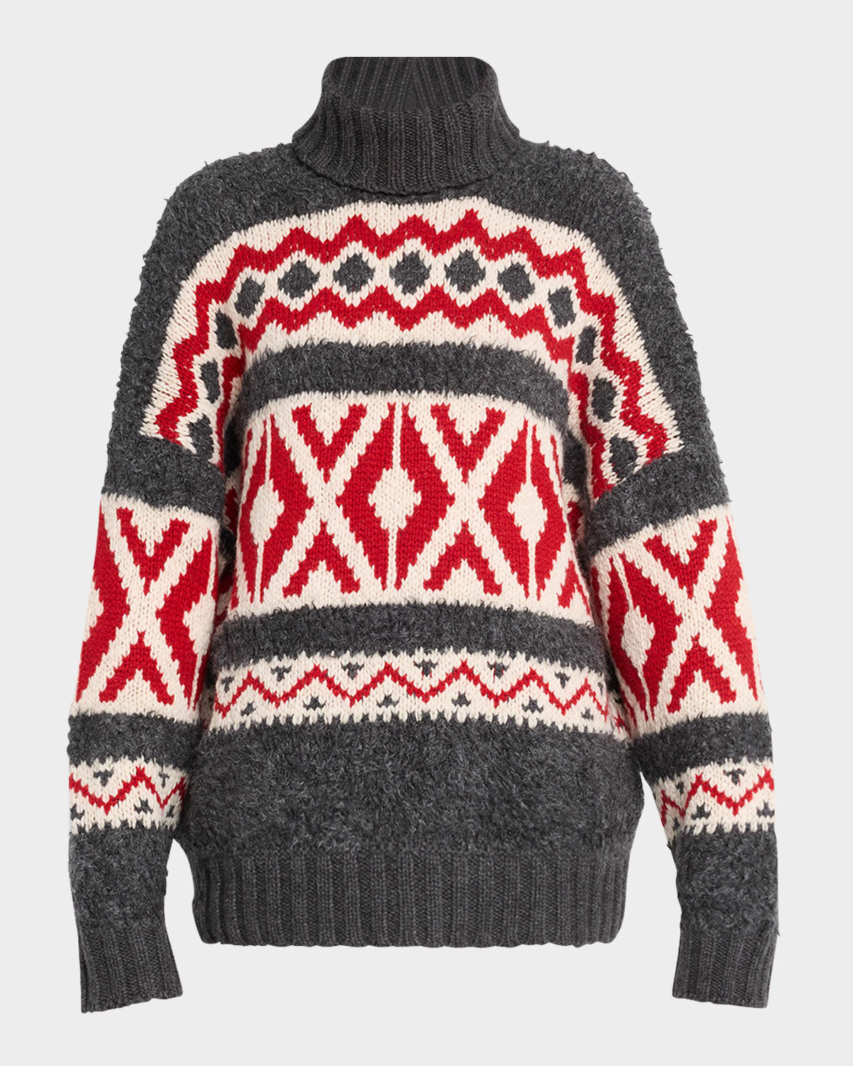 Retro Jacquard Fair Isle Cashmere Turtleneck Sweater