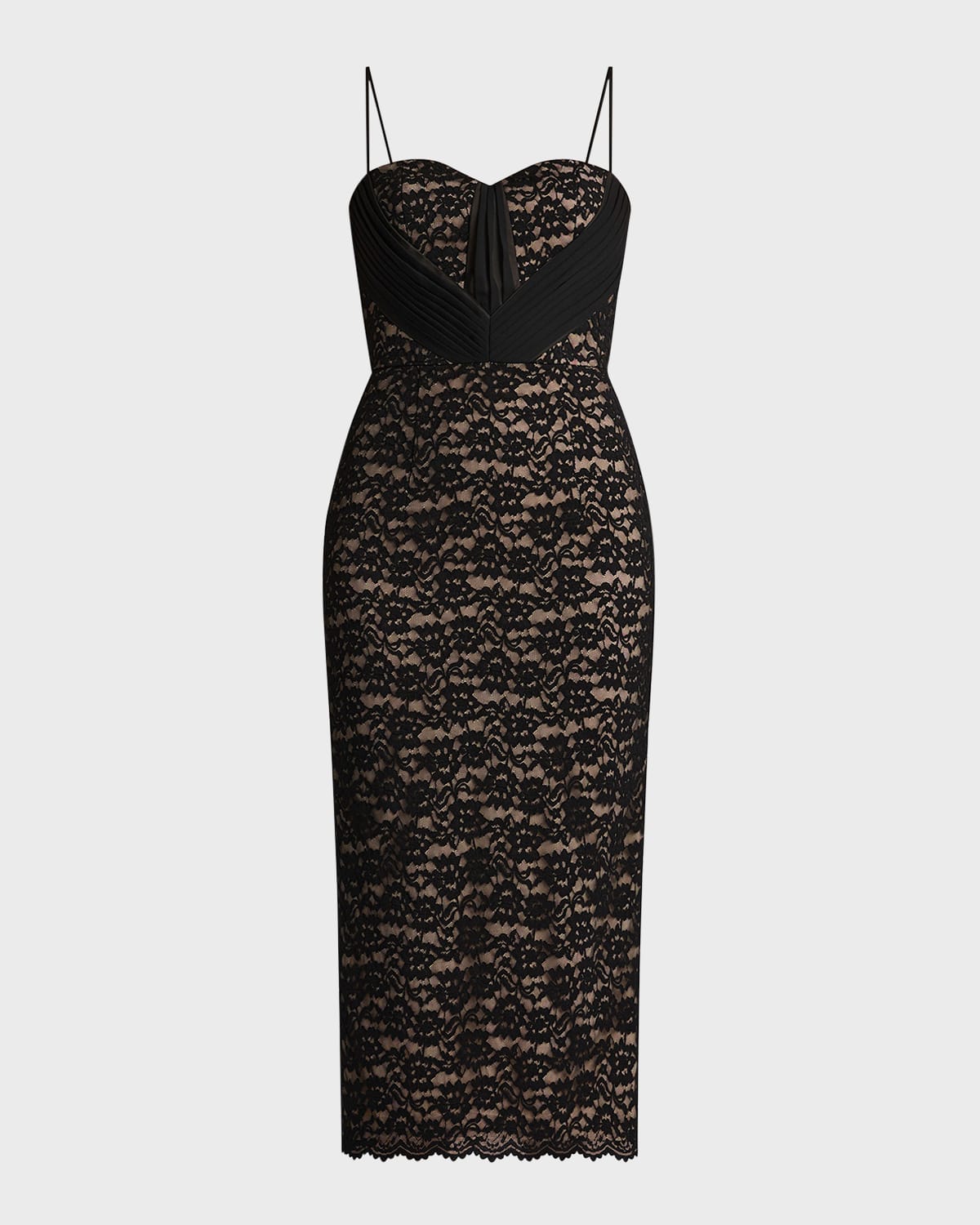 Floral Lace Sweetheart Midi Dress