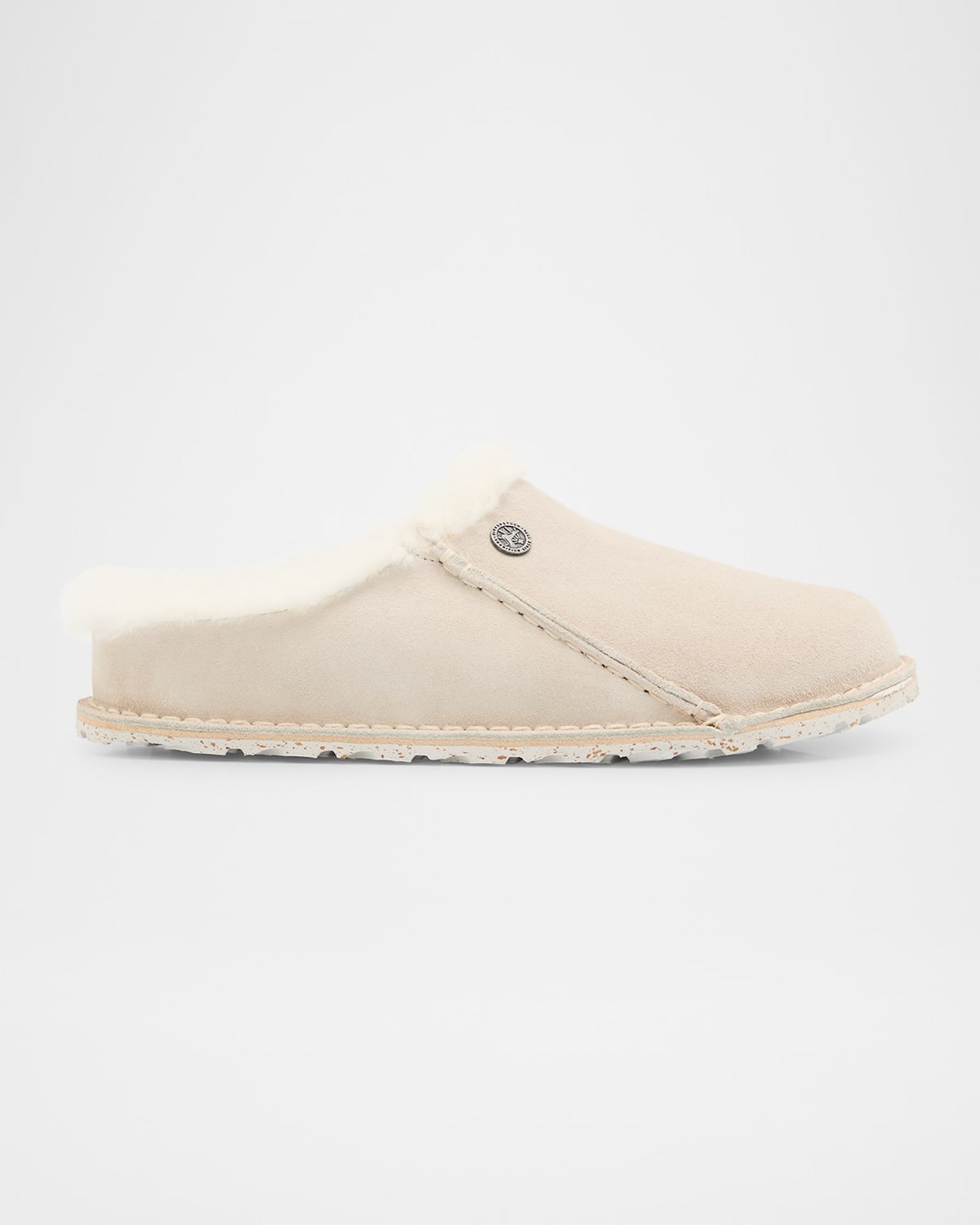 Birkenstock Zermatt Suede Shearling Slipper Mules In Antique Whitenatural