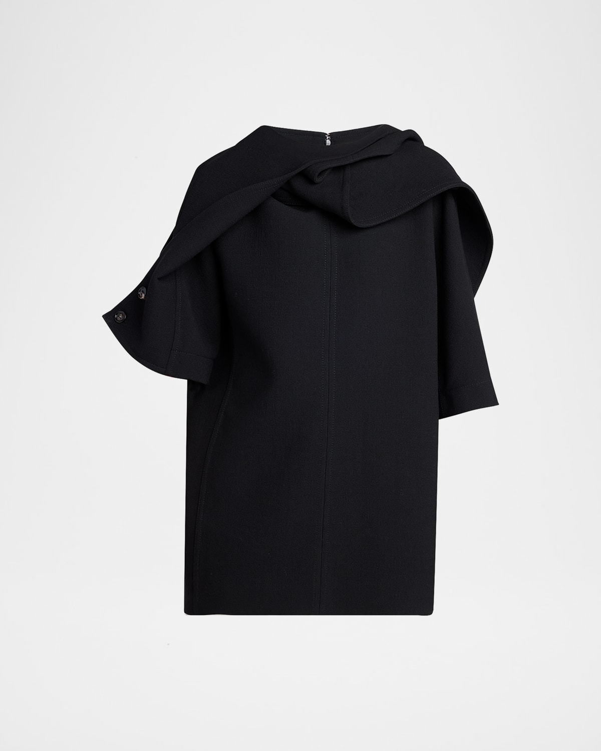 Bottega Veneta Light Double Wool Crepe Top In Black