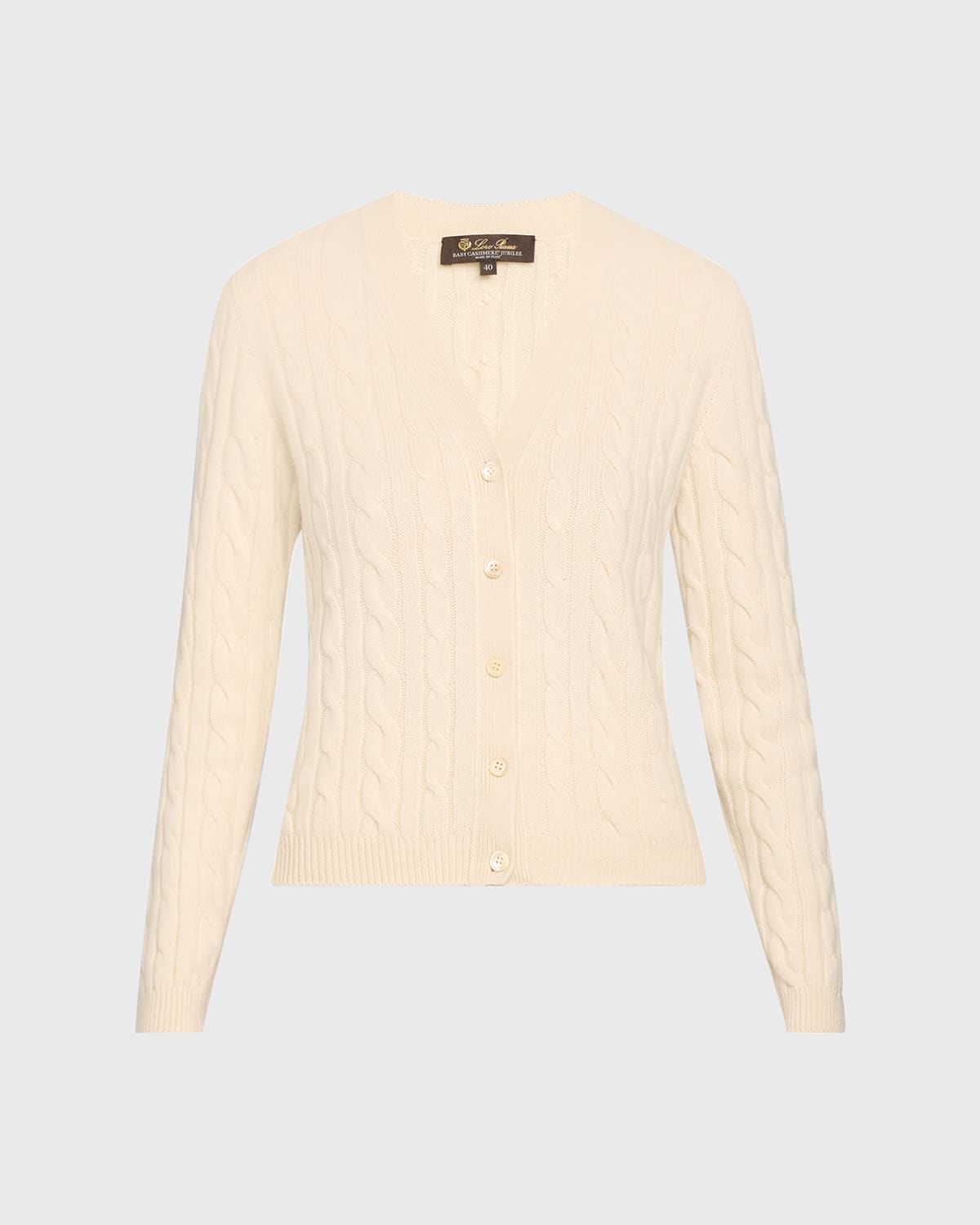 Loro Piana Jubilee Cable Baby Cashmere Cardigan In Pure Jubilee
