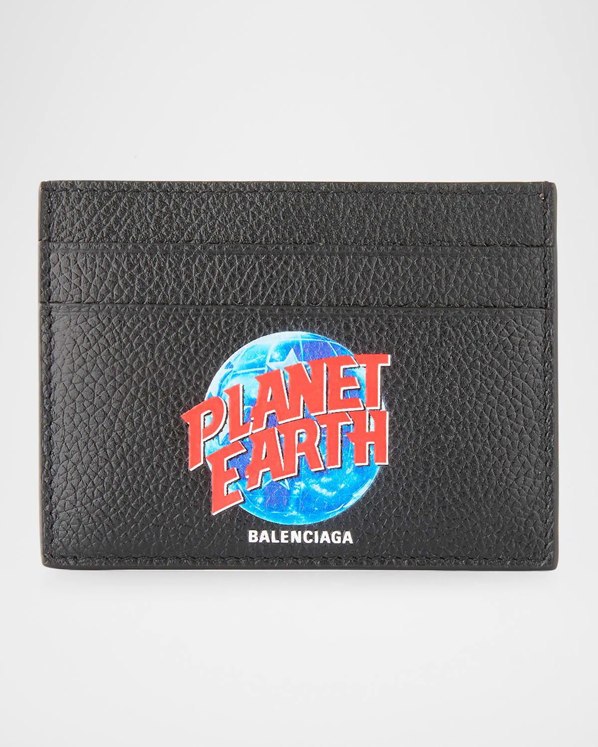 Men's Planet Earth Calfskin Cash Card Holder