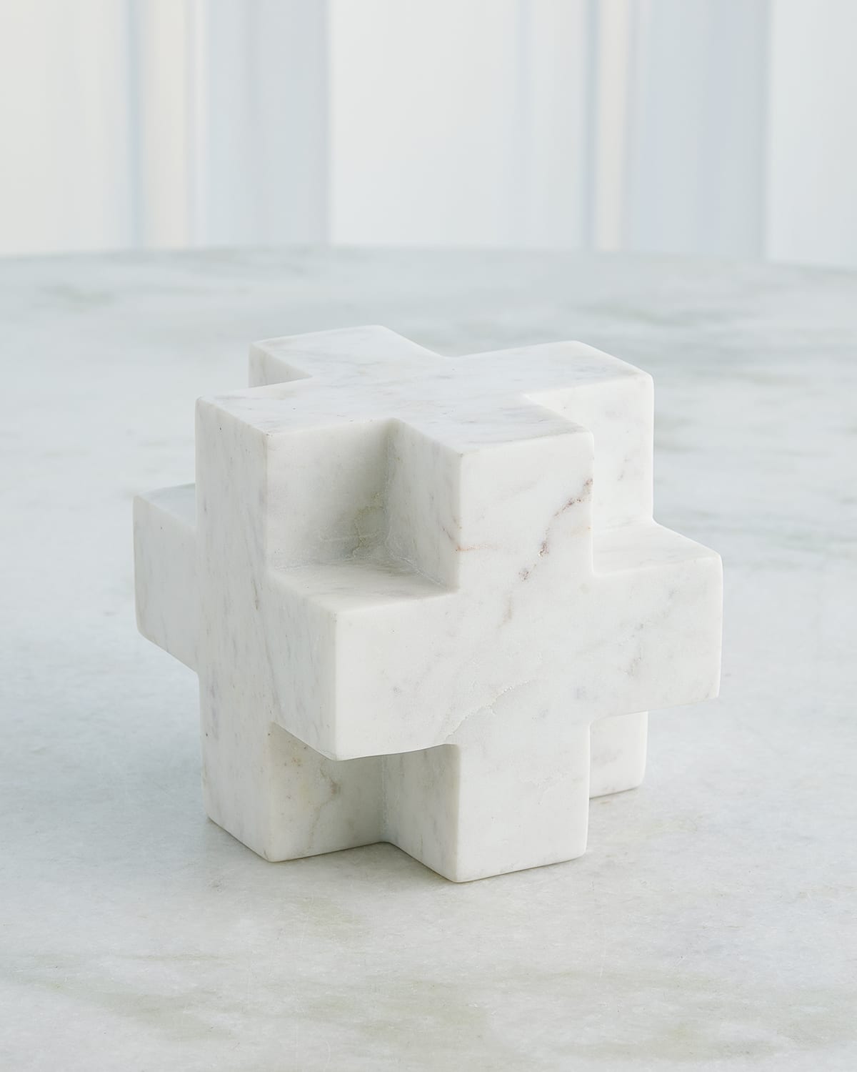 Global Views Plus Sign Marble Object In White