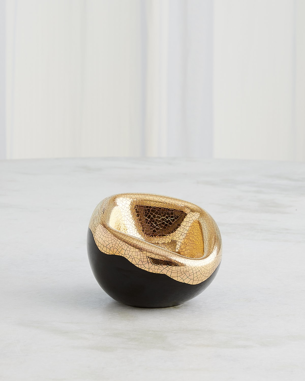 Global Views Squished Golden Crackle Bowl, Small In Gold