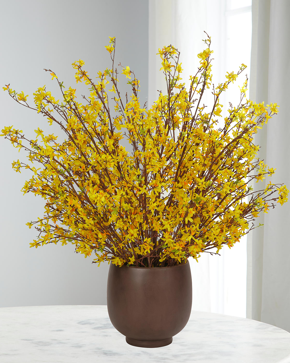 Ndi Forsythia 53" Faux Shrubbery In Concrete Pot In Yellow