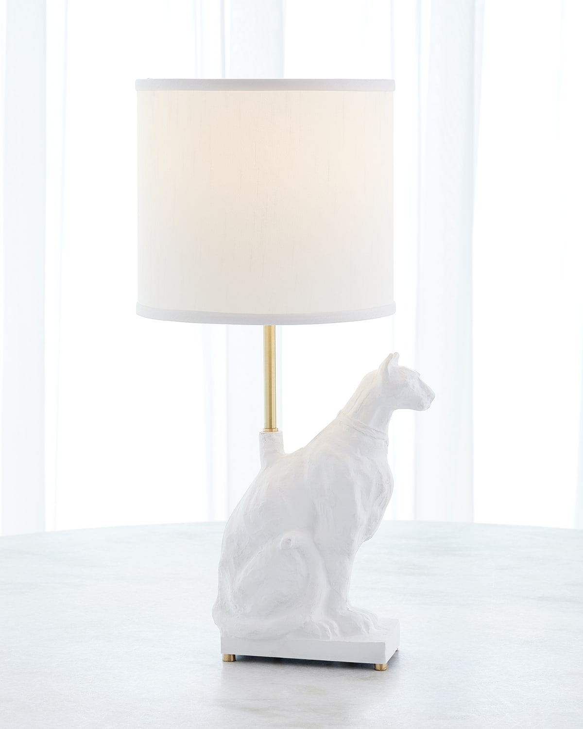Global Views Egyptian Cat 23" Table Lamp In White