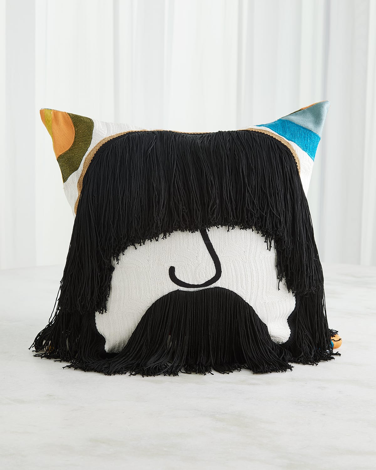 Global Views Jag Fringe Pillow, 20" Square In Black/white