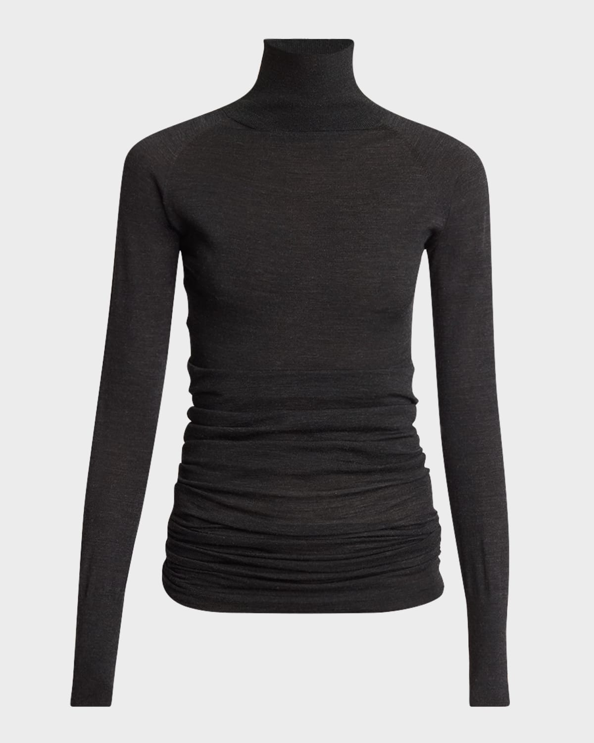 Shop Alaïa Draped Long-sleeve Knit Bodysuit In Ebene