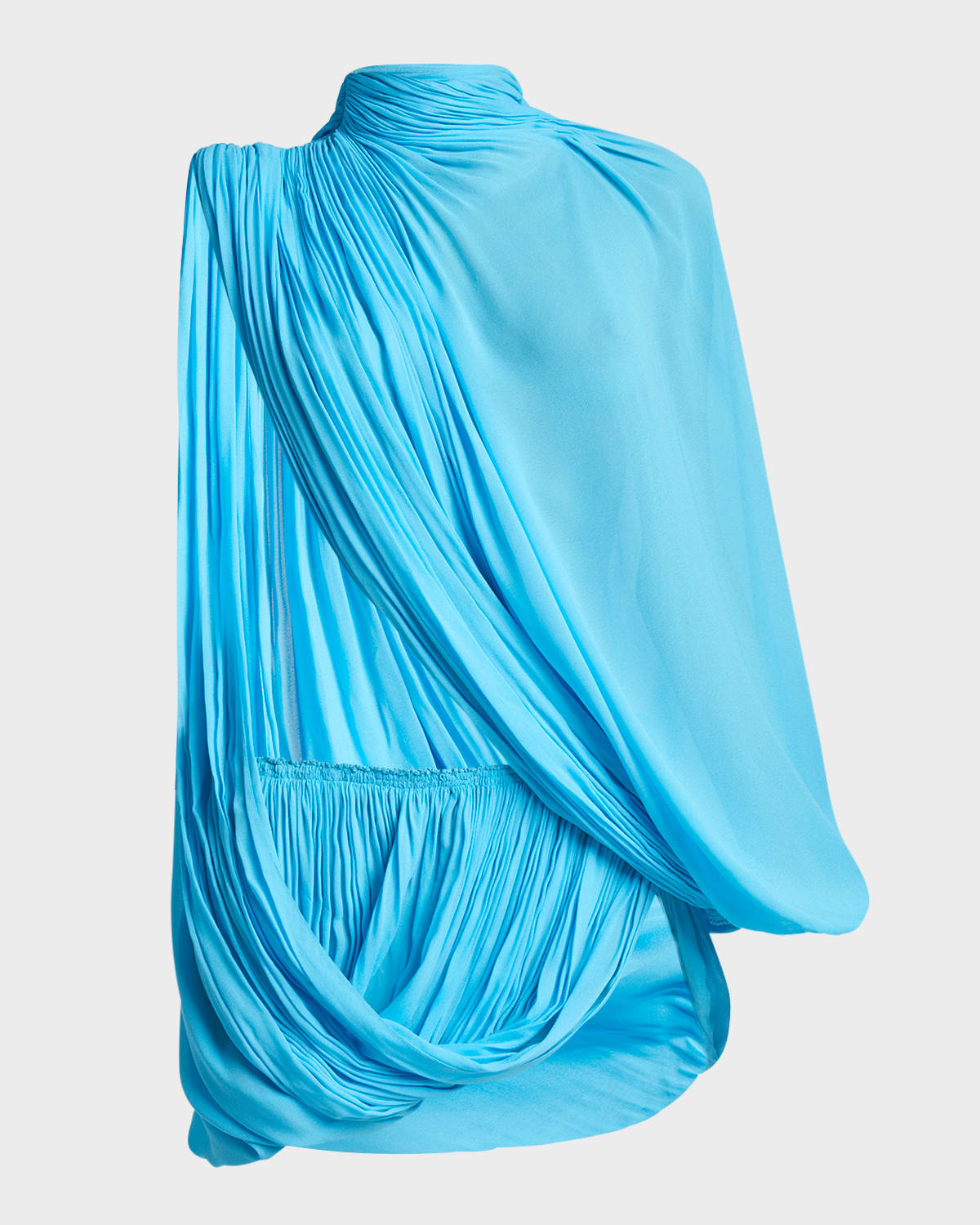 Alaïa Asymmetric Draped Mini Dress In Amazonite