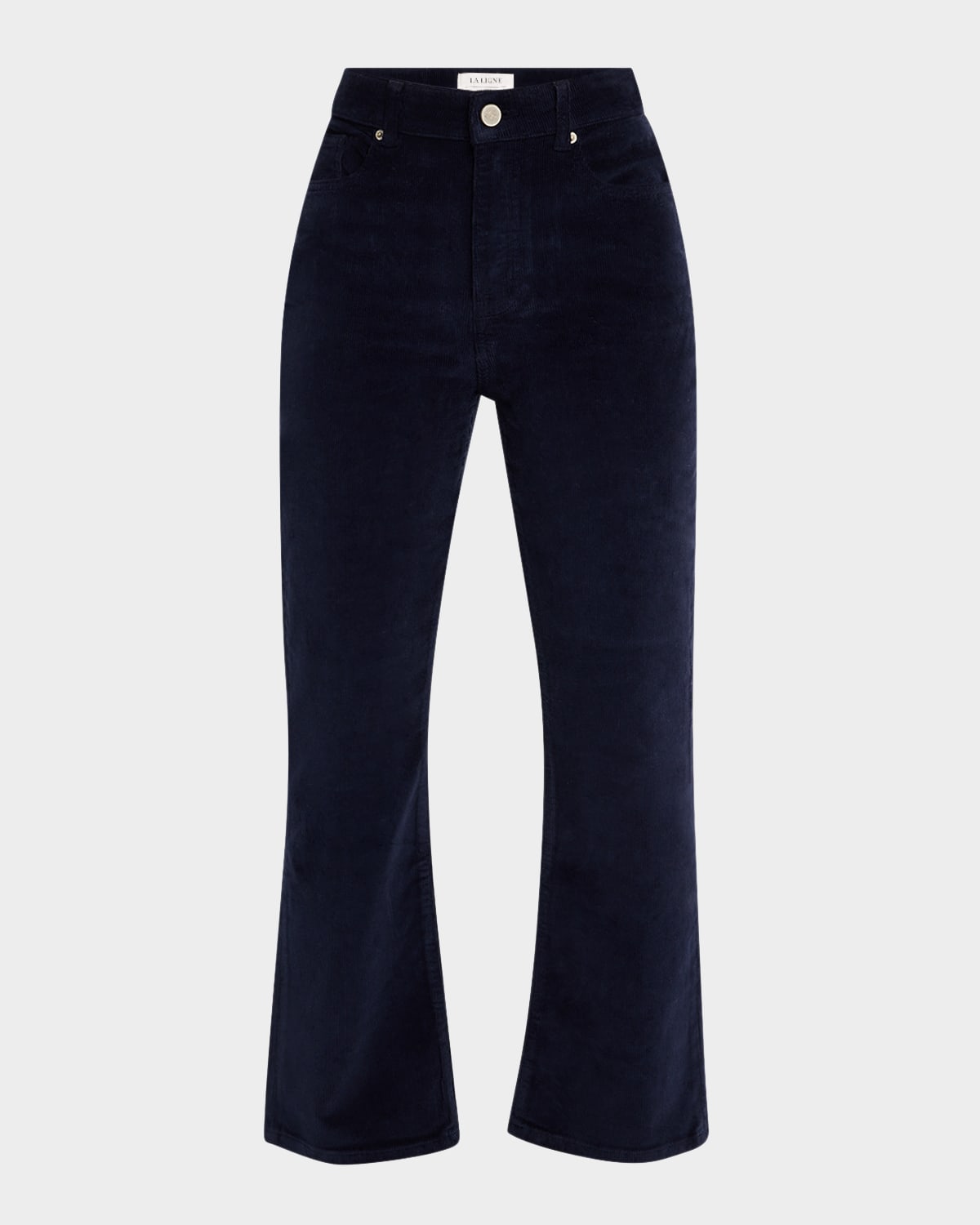 La Ligne Meredith Corduroy High-rise Cropped Flare Pants In Navy