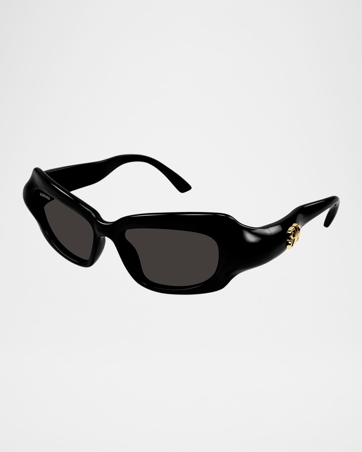 Balenciaga Palazzo Plastic Rectangle Sunglasses In Shiny Black