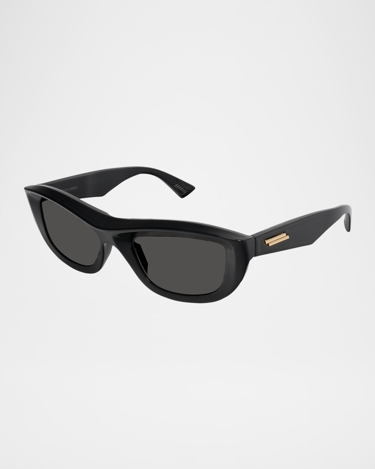Bottega Veneta Ribbon Plastic Cat-eye Sunglasses In Shiny Solid Black