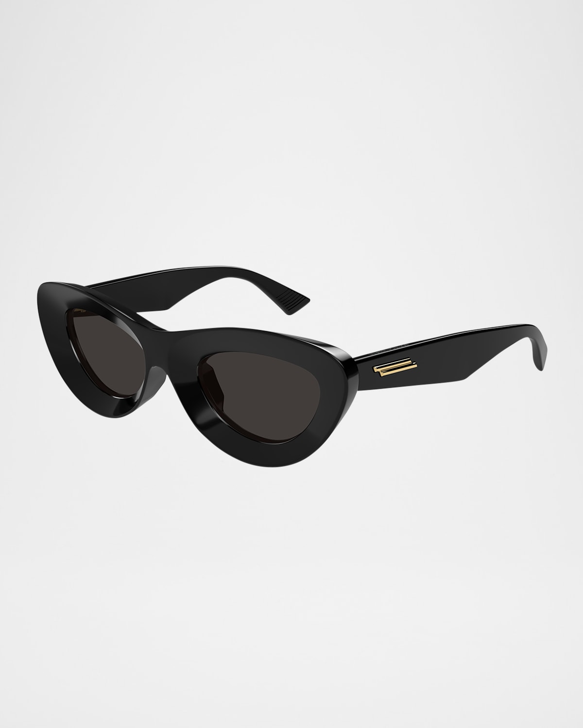 Bottega Veneta Ribbon Plastic Cat-eye Sunglasses In Black Black Grey