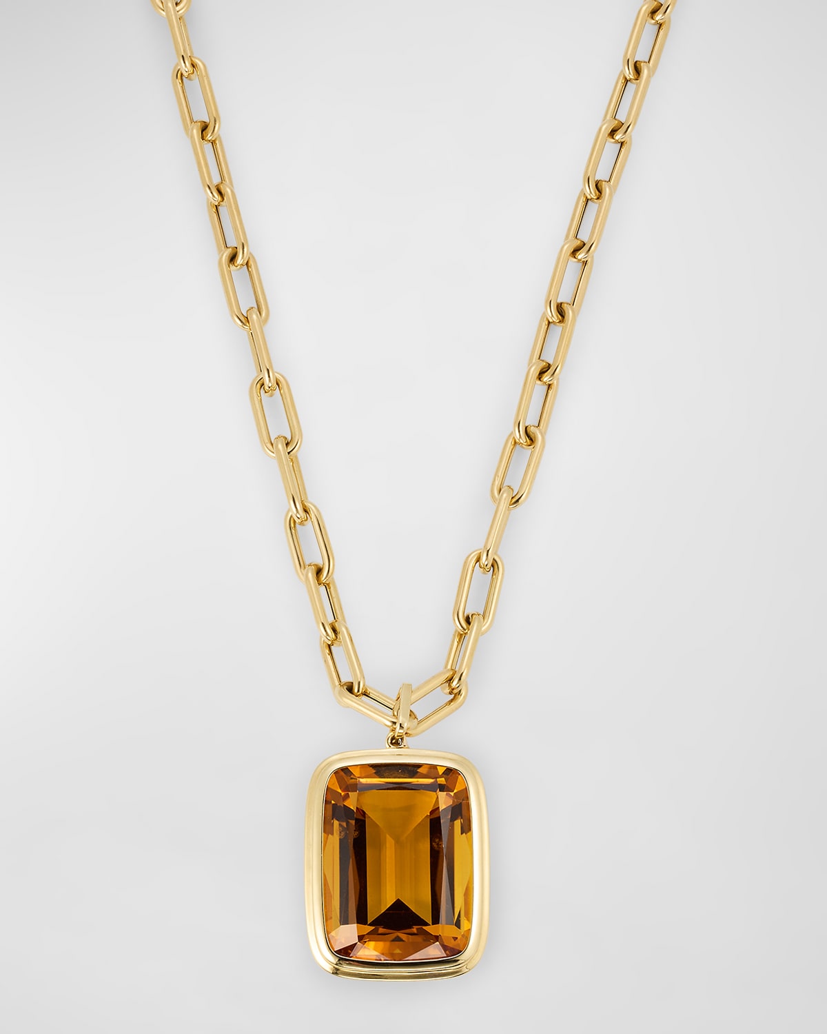 Manhattan 18K Yellow Gold Madiera Citrine Pendant Necklace
