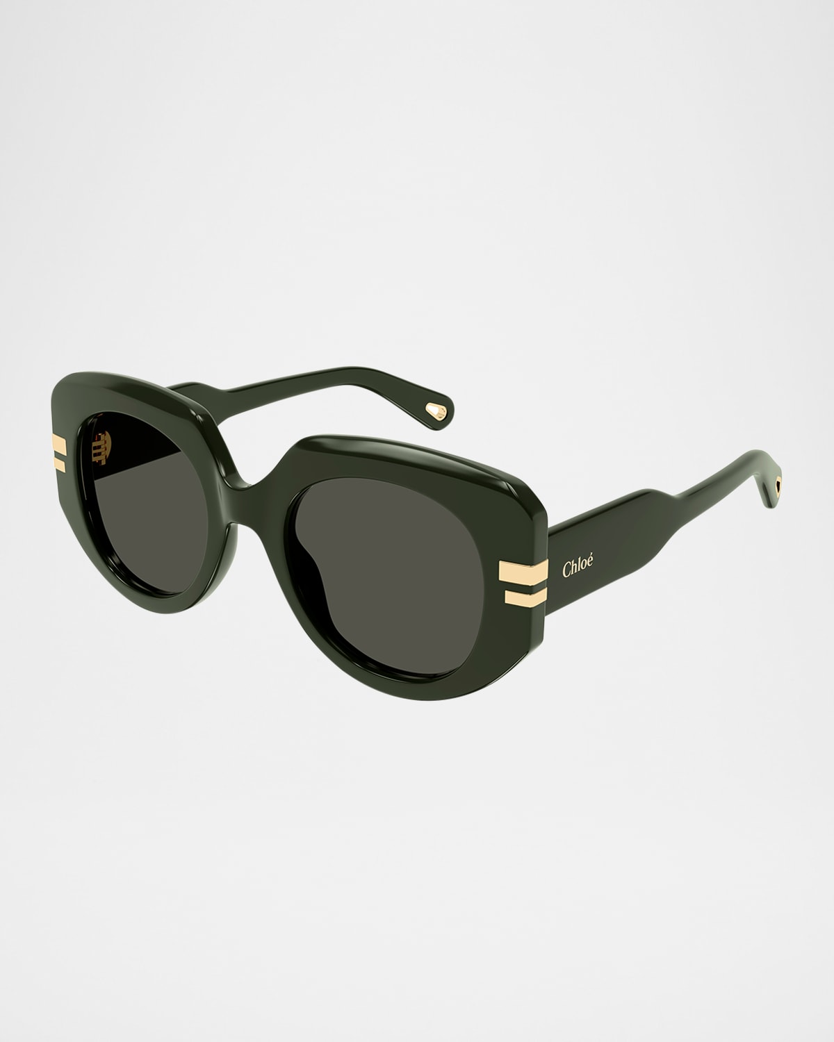 Chloé Marcie Oversized Acetate Square Sunglasses In Shiny Solid Dark Green