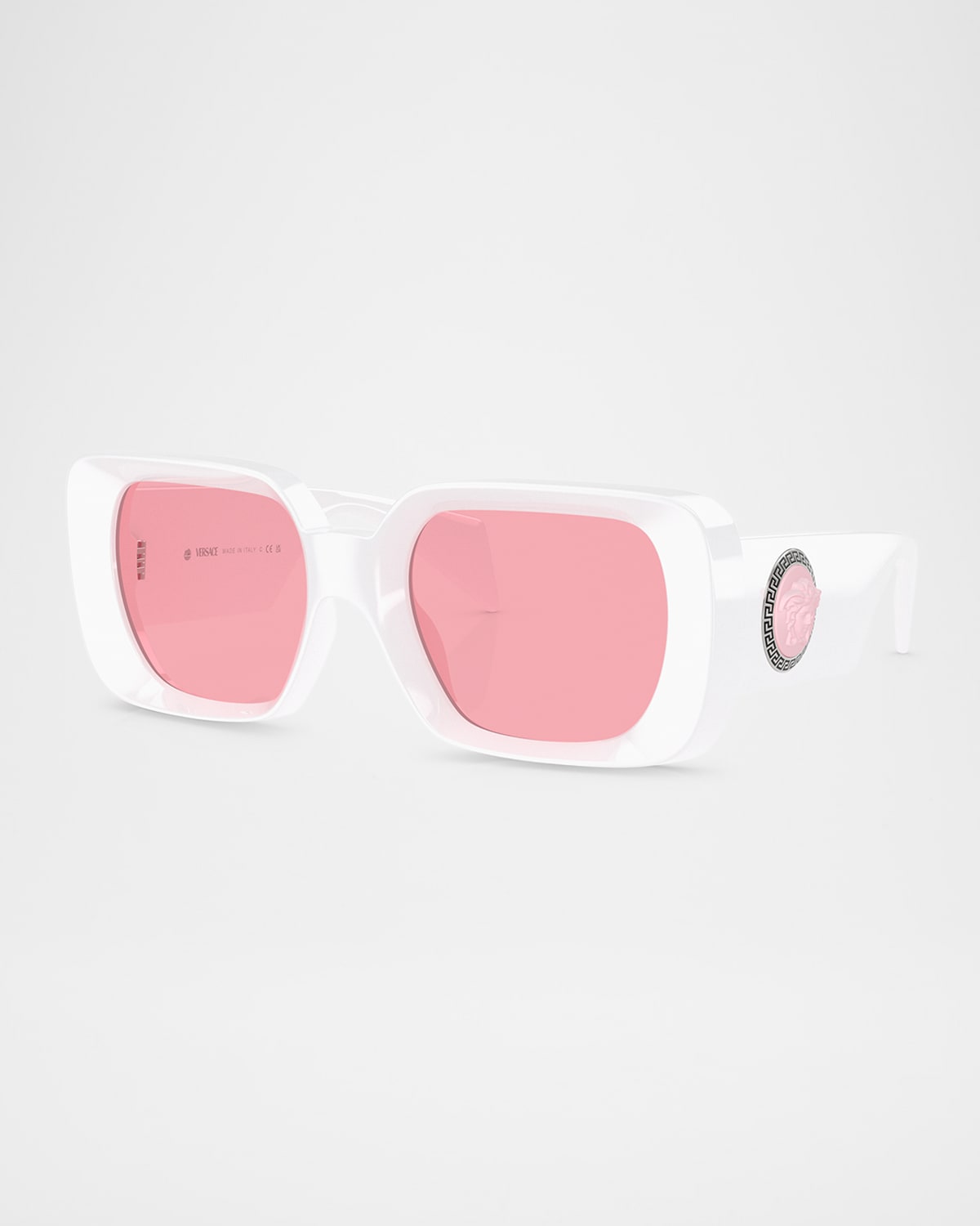 Versace Medusa Square Plastic Sunglasses In White