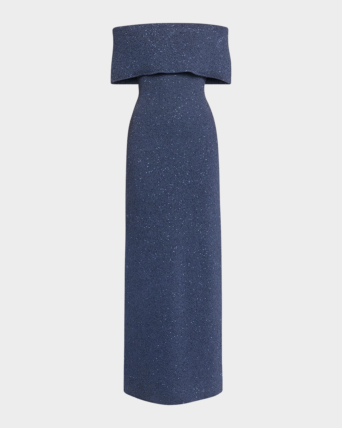 Paillette Knit Off-The-Shoulder Gown