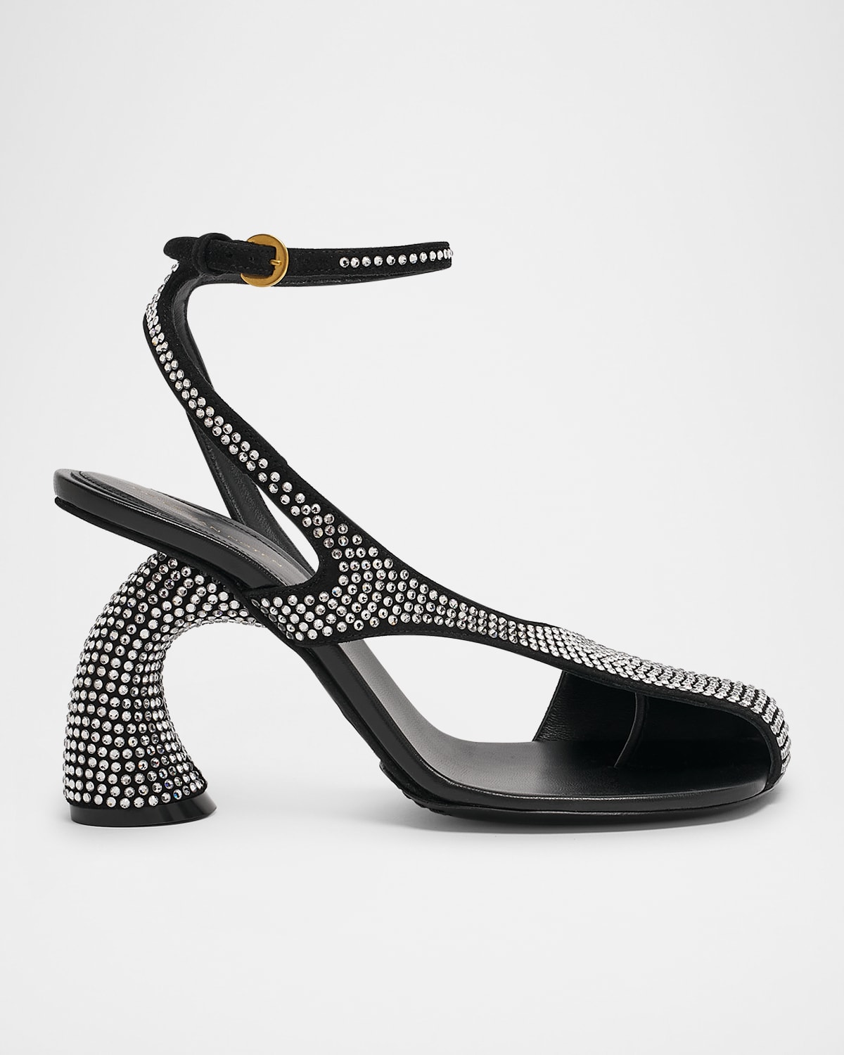 Shop Dries Van Noten Virgo Rhinestone Asymmetrical Sandals In Black