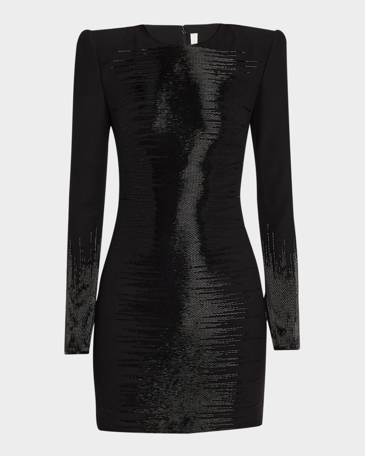 Beaded Strong-Shoulder Mini Dress