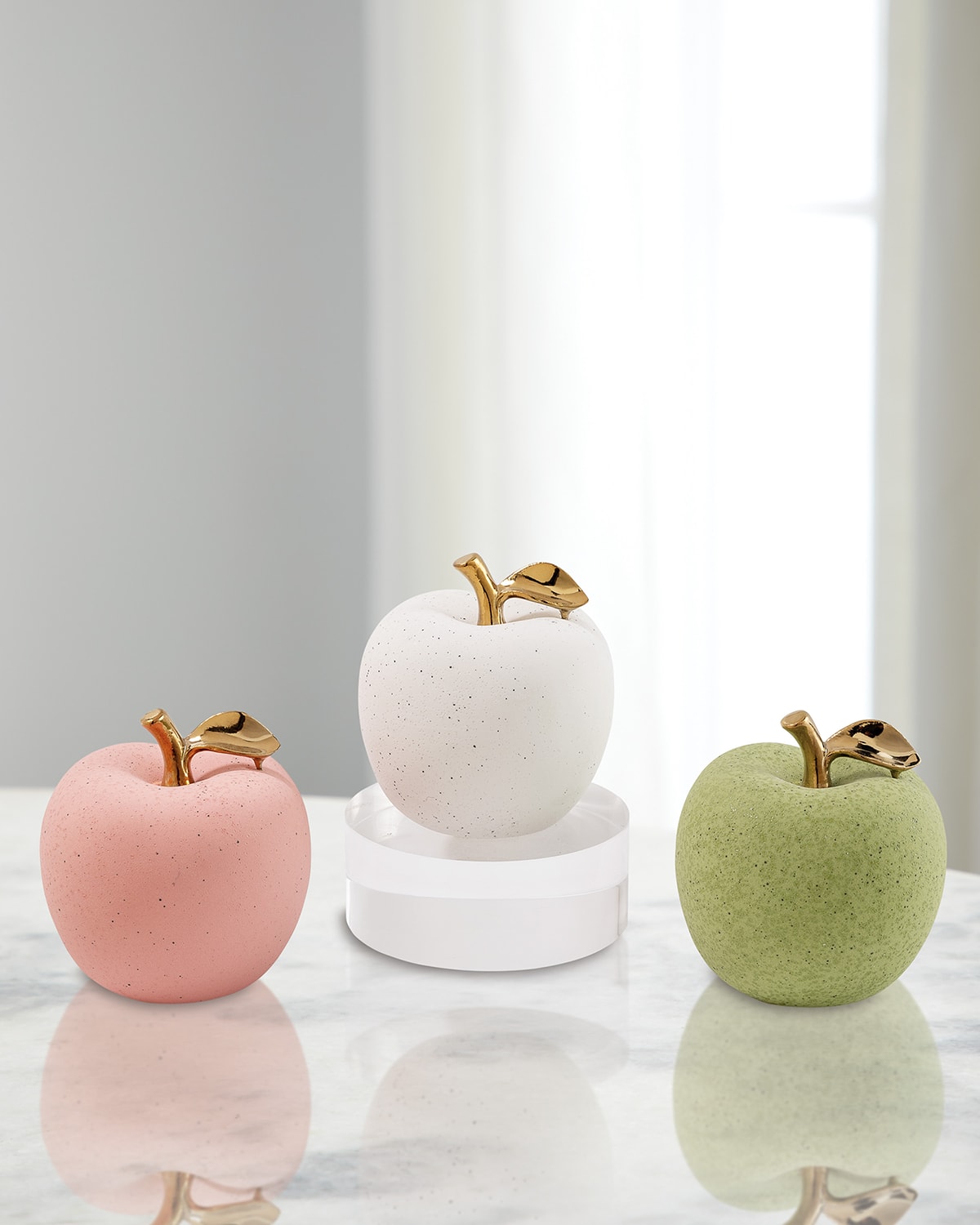 Port 68 Macaroon Apples, Set Of 3 In White/green/blush