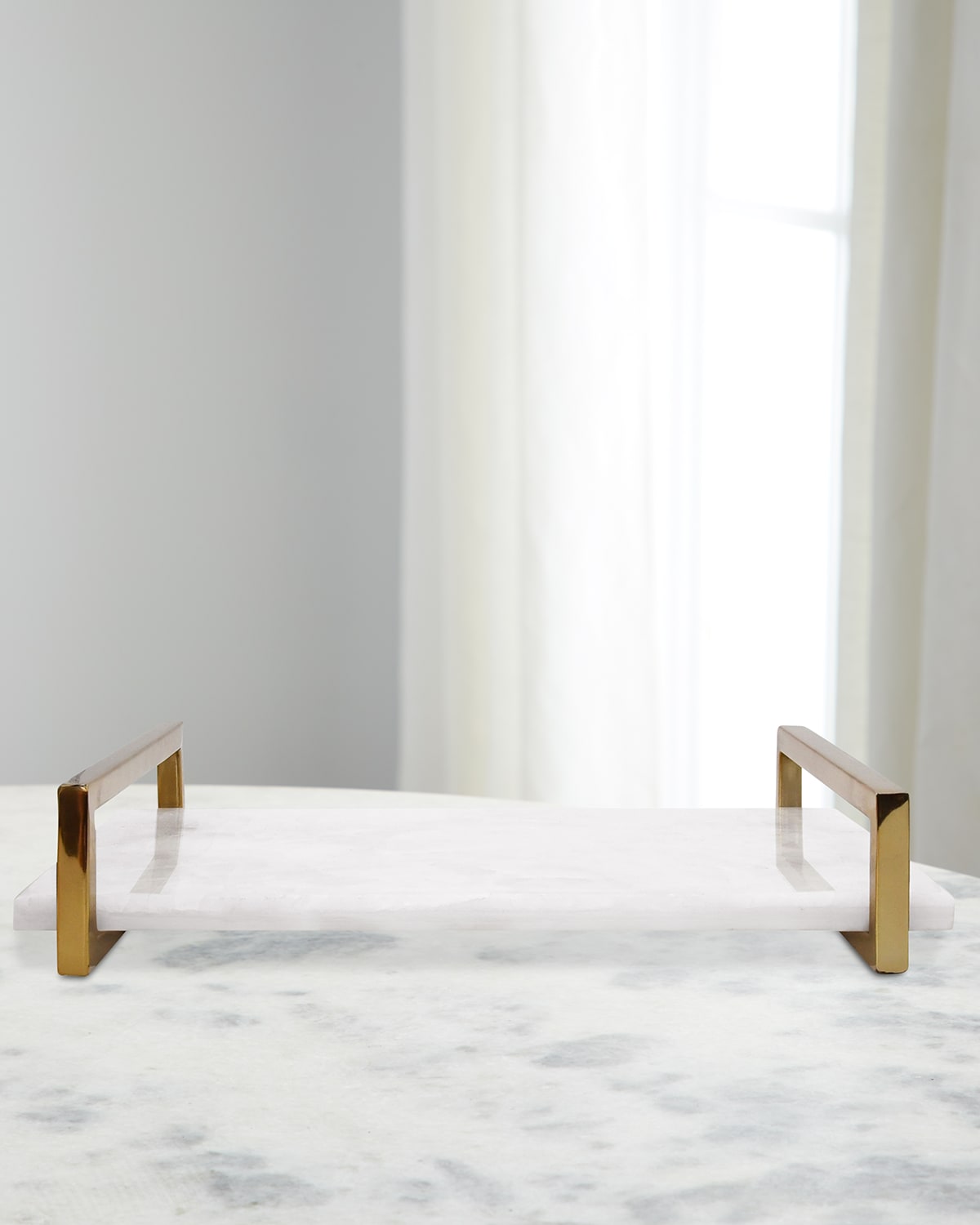 Worlds Away Jarvis Quartz Tray In White