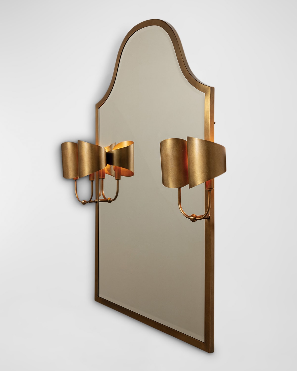 Port 68 Quinton Mirror With Sconces In Age Brass