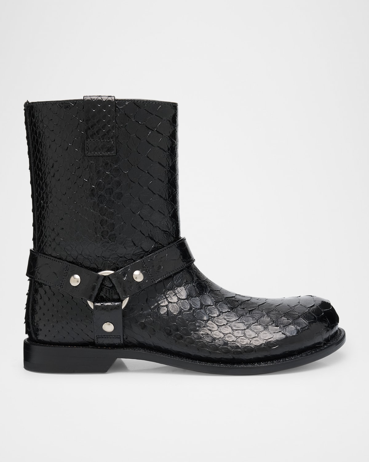 Loewe Campo Python Harness Biker Booties In Black