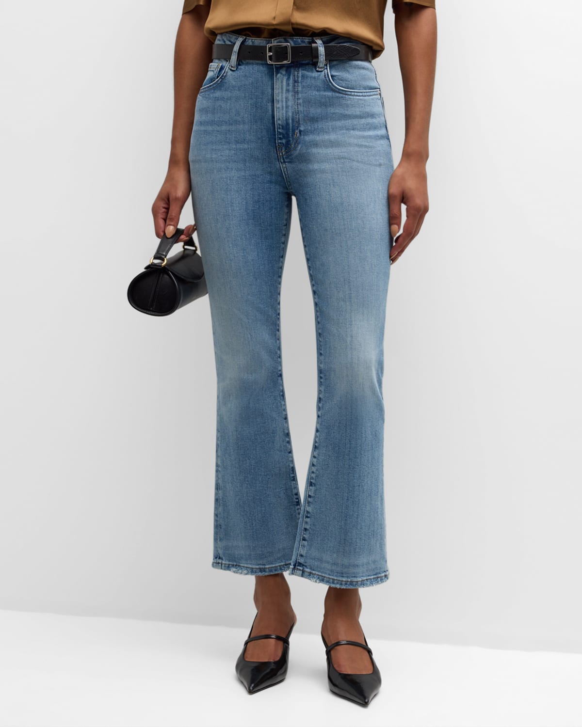Le Crop Mini Boot Worn Fray Jeans