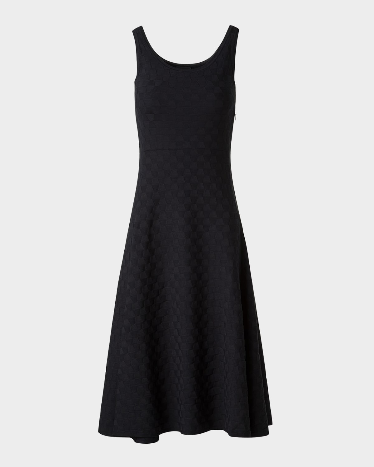 Akris Trapezoid Jacquard Sleeveless Dress In Black