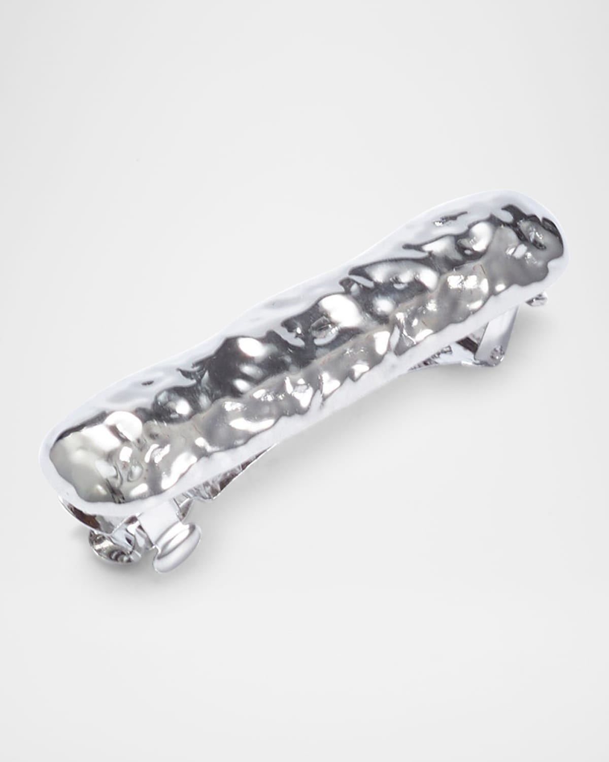 Lelet Ny Hammered Brass Bar Barrette In Rhodium