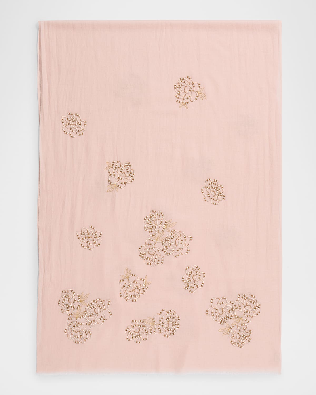 Merino Wool Floral Beaded Scarf