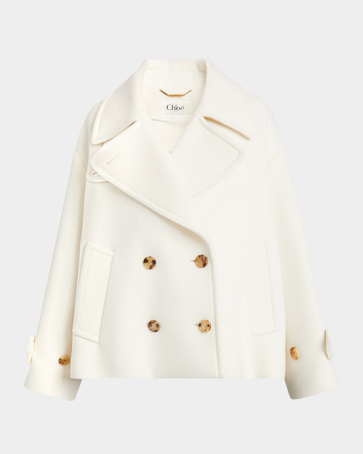 Chloé Double-breasted Soft Wool Pea Coat In Eden White