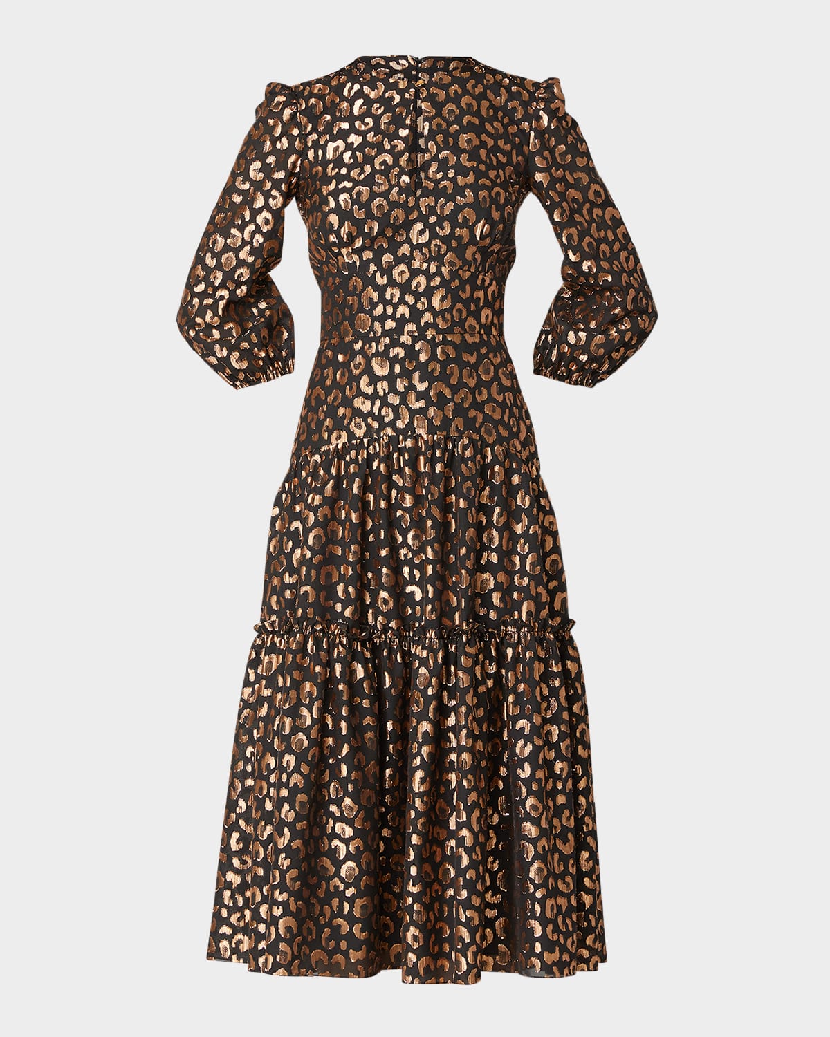Alina Tiered Cutout Metallic Midi Dress
