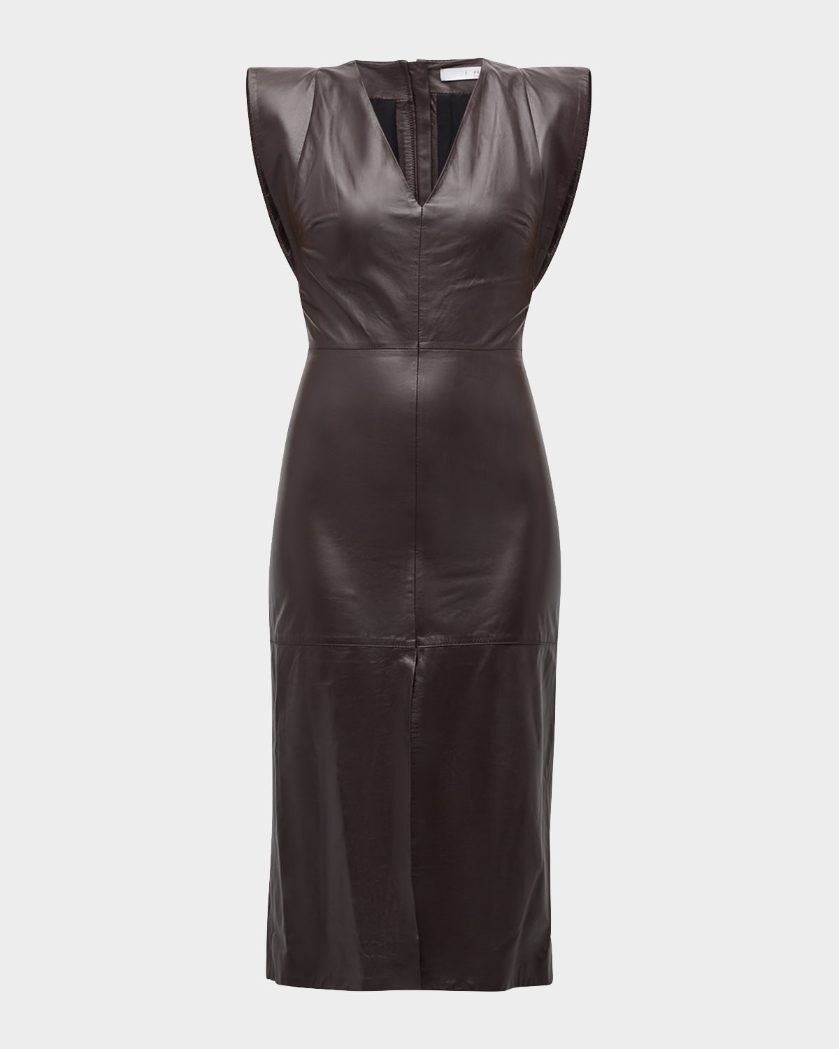 Iro Peneloppe Leather Midi Dress In Chocolate