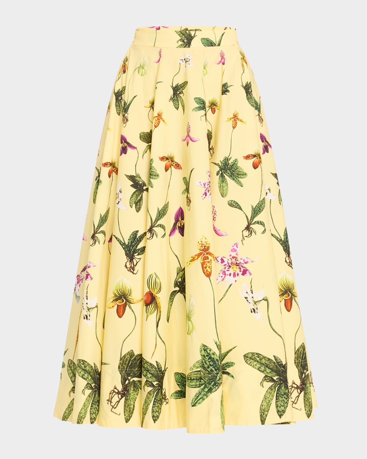 Orchid Poplin Fit-Flare Midi Skirt