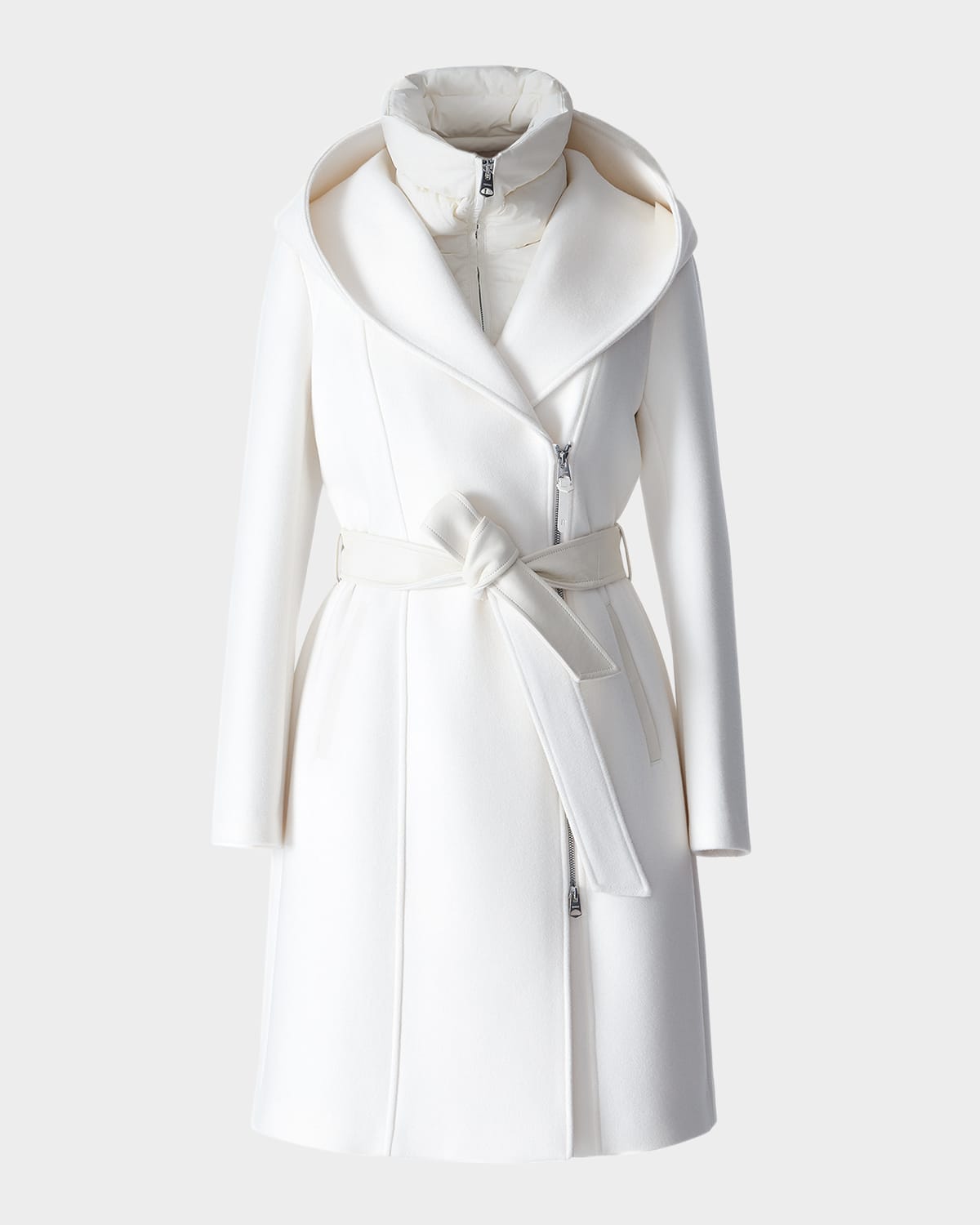 Mackage Shia-slb 2-in-1 Double Face Wool Coat With Removable Bib In White