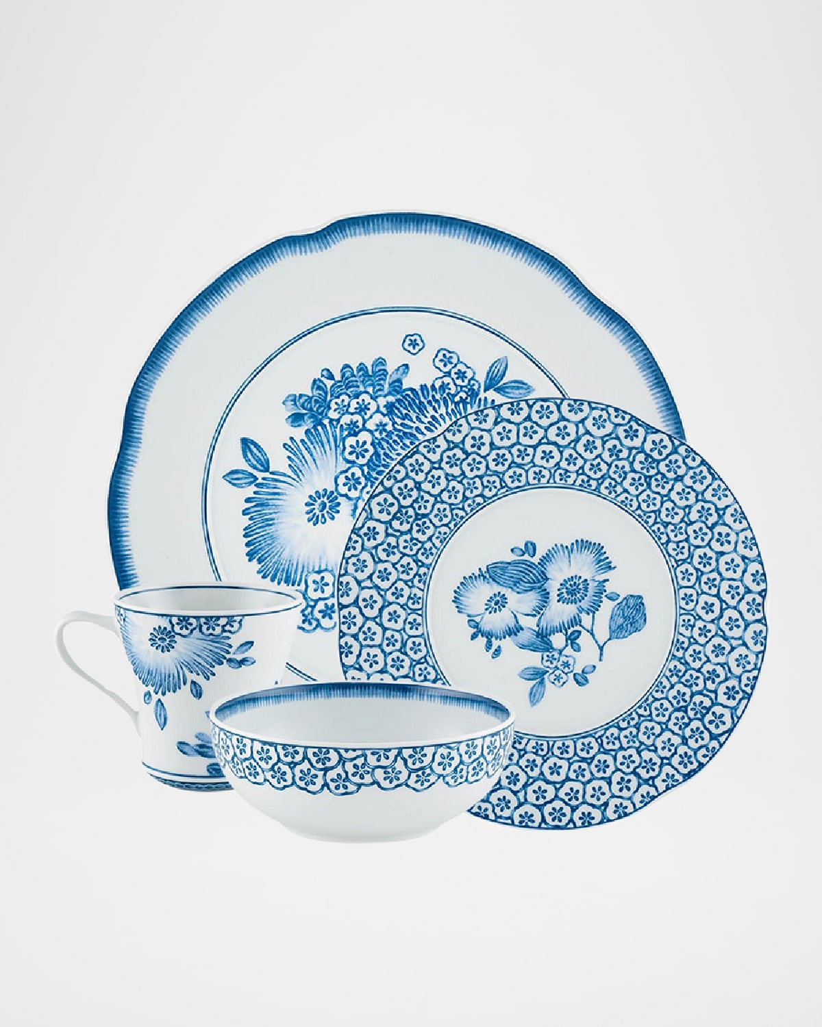 Vista Alegre Coralina Blue 4-piece Place Setting In White/blue