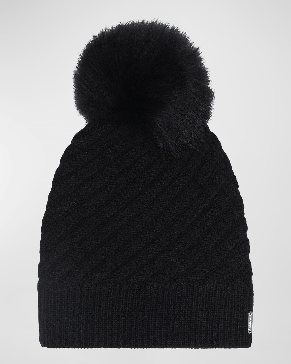 Select Cashmere Beanie with Lamb Shearling Pom